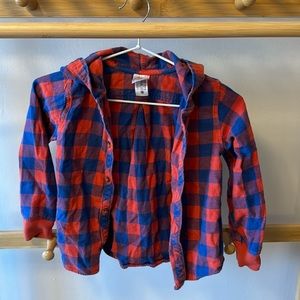 GUC - Hanna Anderson Plaid Button up hoody 5T